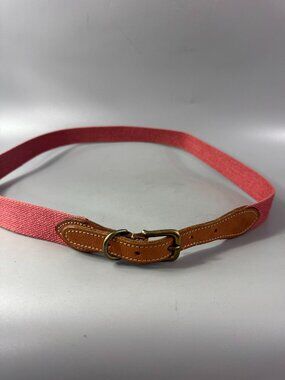 Vintage Martin Dingman Red Jute Fabric & Leather Tips Belt, Size 40